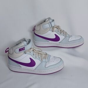 Nike Court Borough Mid 2 White/Vivid Purple Kids Sneakers - Big Girls 7Y